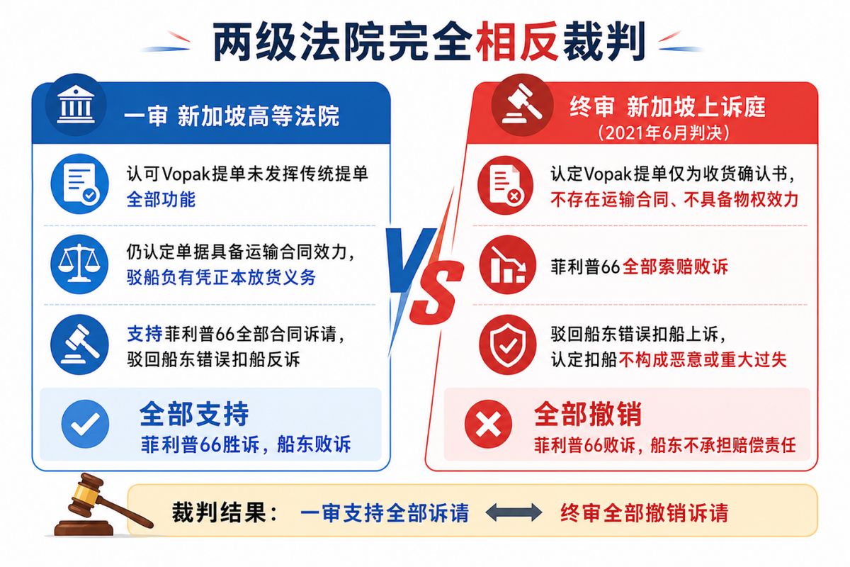 The Luna案新加坡两级法院裁判结果对比:一审支持终审撤销
